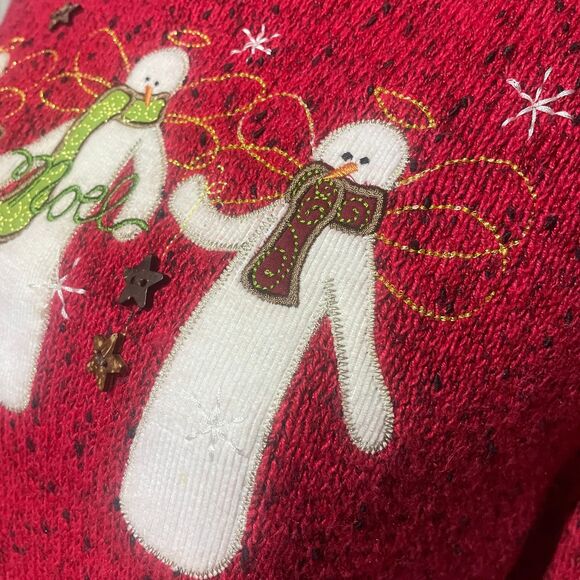 Christopher & Banks Embroidered Holiday Pullover Snowman Sweater Red XL - Picture 8 of 15